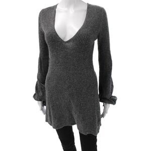 Laurie B Unisex Pullover Sweater Dark Gray V Neck Long Sleeve Size S